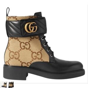 Rare, like new Gucci Black and Brown GG Combat Boots 39